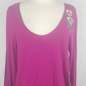 Johnny Was Pink Embroidered Long Sleeve Top sz M